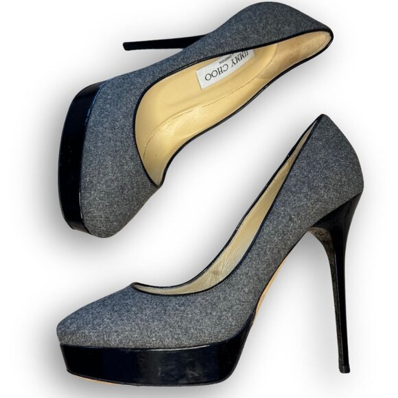 Authentic Jimmy Choo Grey Flannel Cosmic Stiletto Size 39 - Picture 3 of 9